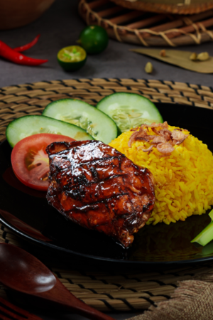 Indonesian Herb-Grilled Chicken with Golden Turmeric Rice