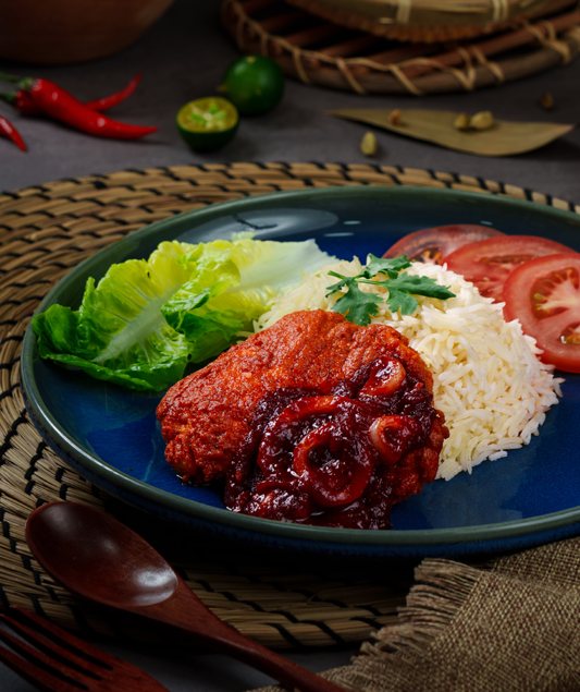Spiced Chicken Tomato Coulis with Fragrant Ghee Rice