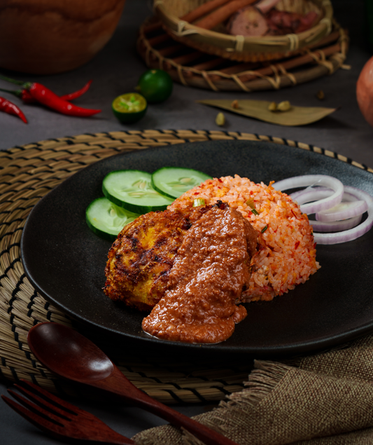 Chicken Satay & Peanut Sauce with Wok-Fried Indonesian-Style Rice