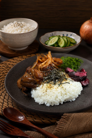 Japanese Yakiniku-Glazed Chicken with Katsuo Furikake Rice