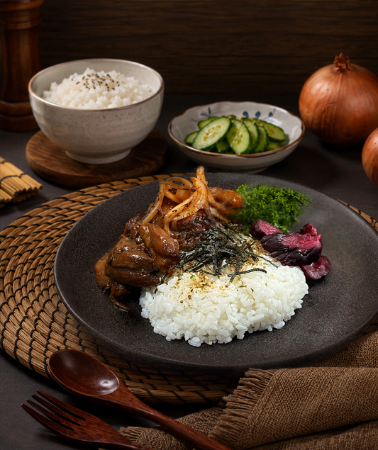 Japanese Yakiniku-Glazed Chicken with Katsuo Furikake Rice