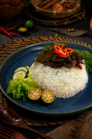 Malaysian-Style Kam Heong Chicken with Fragrant Jasmine Rice