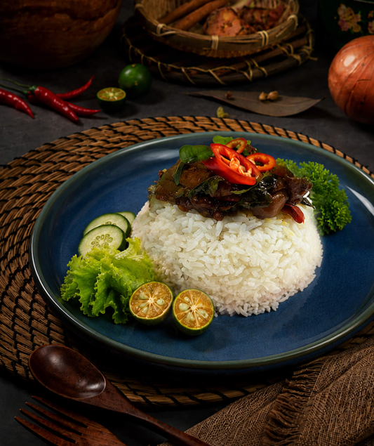 Malaysian-Style Kam Heong Chicken with Fragrant Jasmine Rice
